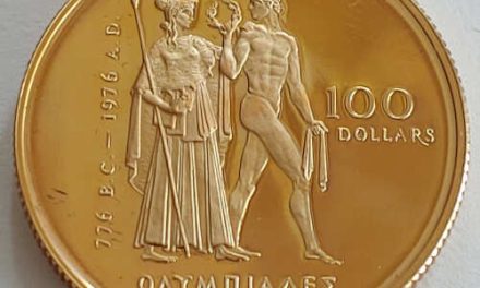 Canada Proof 1976 22k 1/2oz Olympic $100 Gold, rainbow toning