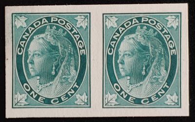 Canada #67P VF 1897 1c QV Leaf Plate Proof Pair