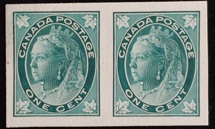 Canada #67P VF 1897 1c QV Leaf Plate Proof Pair