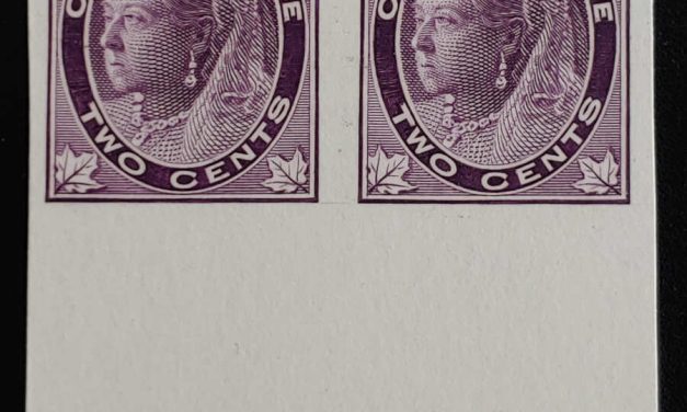 Canada #68P VF 1897 2c QV Leaf Plate Proof Pair, 667 made