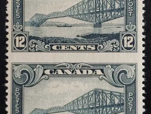 Canada #156c VFNH 1929 1c Perf by Imperf Pair, 250 made