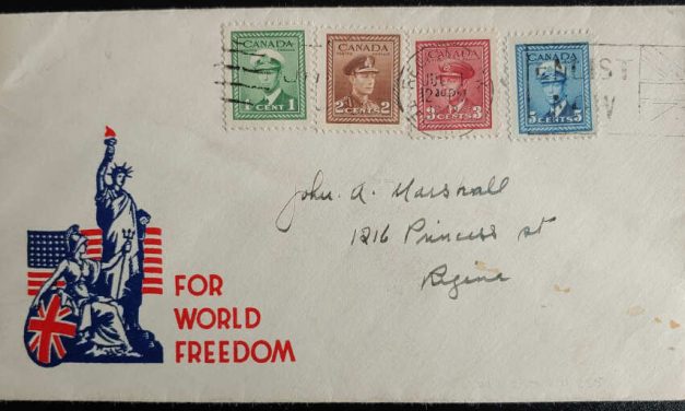 Canada #249/255 1 Jul 1942 11c Patriotic Regina FDC (4)