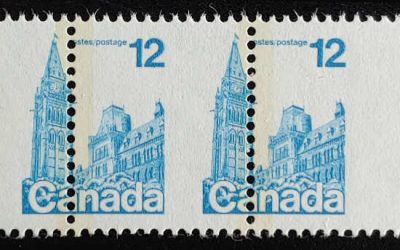 Canada #714 Never Hinged 1977 12c Parliament Misperf Strip