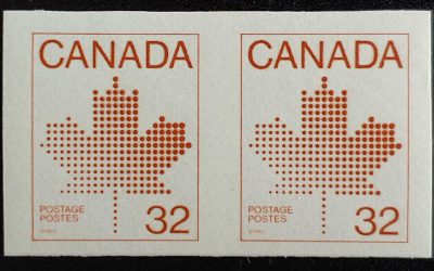 Canada #951a VFNH 1983 32c Maple Leaf Imperforate Pair