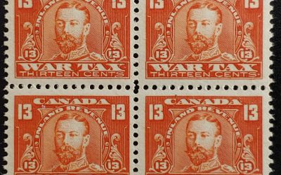 Canada #FWT14 Never Hinged 1920 13c War Tax Block (4)