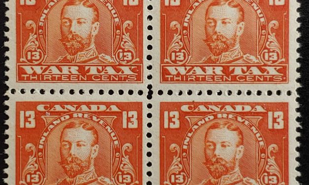 Canada #FWT14 Never Hinged 1920 13c War Tax Block (4)