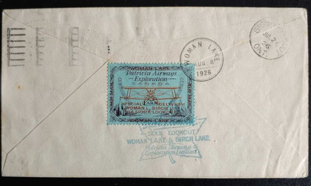 Patricia Airways #CL18 24 Jul/2 Aug 1926 52c Ont. Flight Cover