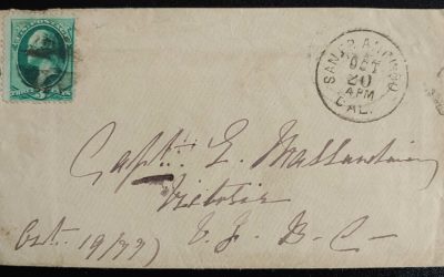 Victoria, B.C. incoming 20 Oct 1877 3c Mallandaine Cover