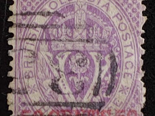 British Columbia #17 VG Victoria 35 Used 1869 50c on 3d Violet