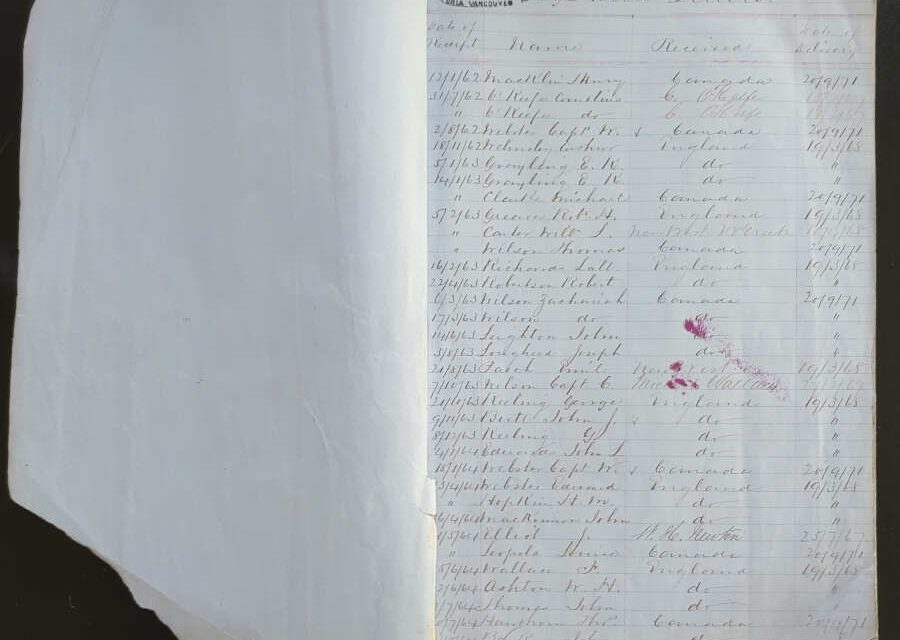 Victoria Post Office 1862/71 incoming 145pg Registered Letter Book