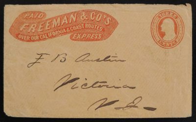 Freeman & Co. 1859 Paid 3c San Francisco/ Victoria Express Cover