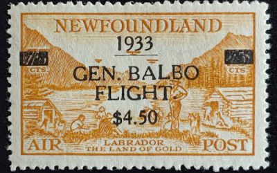 Newfoundland #C18 VF Mint 1933 Balbo Airmail, Sanabria b/s