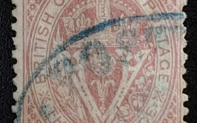 B.C. #15 Fine Blue oval Used 1869 10c on 3d, 2014 Greene Cert