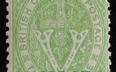 B.C. #18 Fine Mint OG 1869 $1 on 3d Green