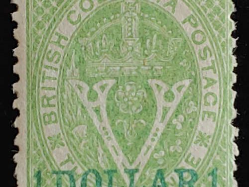 B.C. #18 Fine Mint OG 1869 $1 on 3d Green