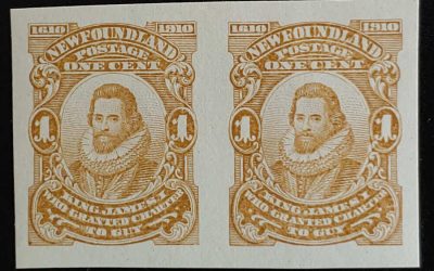Nfld #87P VFNH 1910 1c Guy Trade Sample Proof Imperf Pair