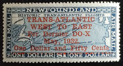 Newfoundland #C12 VF Mint 1932 $1.50 on $1 DO-X, owner’s b/s