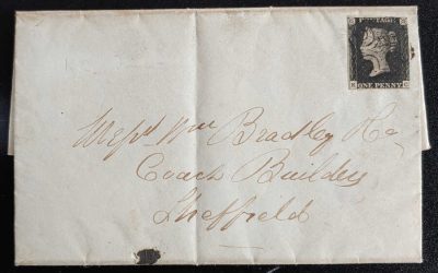 G.B. #1 17 May 1841 1d Black Plate 8 FLS w/ contents