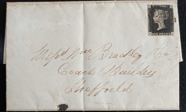 G.B. #1 17 May 1841 1d Black Plate 8 FLS w/ contents