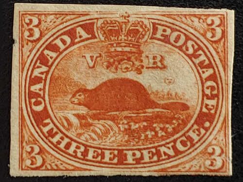 Canada #4i Fine Unused 1852 3d Beaver shade