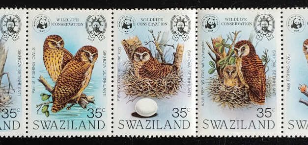 Swaziland #405 VFNH 1982 Owls WWF Strip (5)