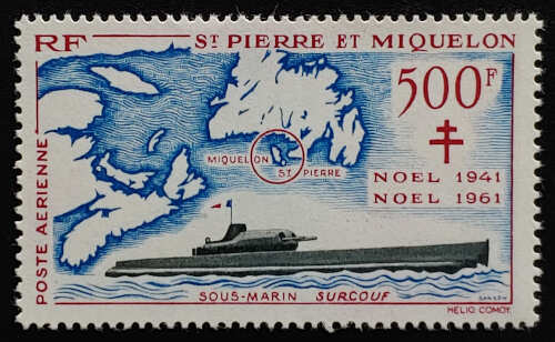 St. Pierre & Miquelon #C25 Mint 1962 500F Submarine