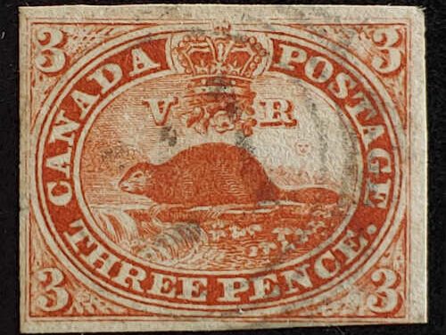 Canada #4c Fine+ Used 1852/57 3d Ribbed Paper