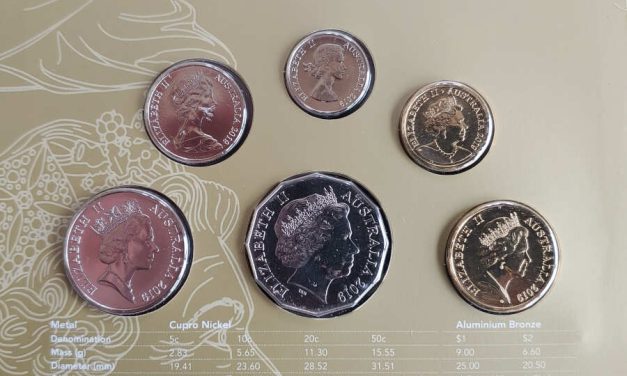 Australia BU 2019 QEII Effigies over time 6-coin Set
