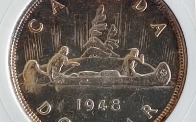 Canada ANACS MS60 1948 George VI Voyageur Silver $1
