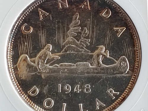 Canada ANACS MS60 1948 George VI Voyageur Silver $1