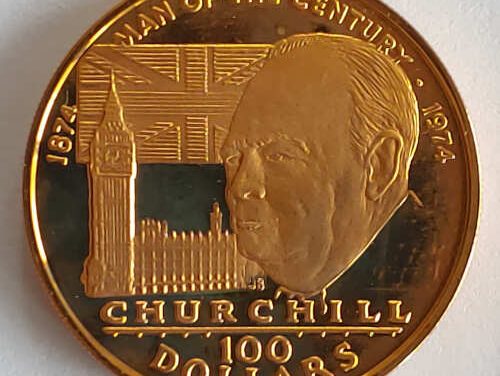 Cook Islands Proof 1974 Churchill $100 Gold, 1453 minted, .4929oz