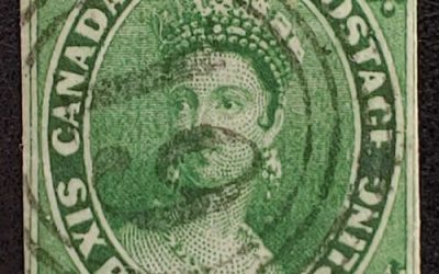 Canada #9 Fine+ 4-ring London 19 Used 1857 7.5d QV shade $2000