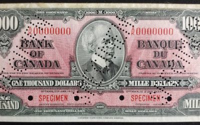 Canada #BC-28S one of only 48 known 1937 $1000 Specimen