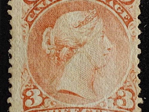 Canada #33 VG Used 1868 3c Laid Paper Large Queen