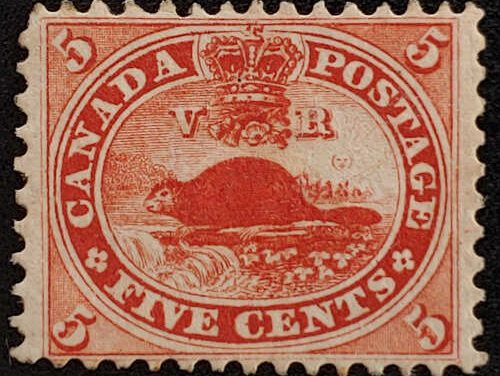 Canada #15 VF Mint HR 1859 5c Beaver shade