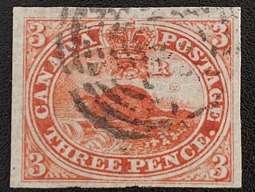Canada #4d VF Used 1852/57 3d Beaver Thin Paper