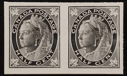 Canada #66P VF 1897 1/2c QV Leaf Plate Proof Pair, 1037 issued