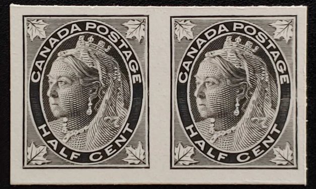 Canada #66P VF 1897 1/2c QV Leaf Plate Proof Pair, 1037 issued