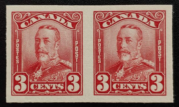 Canada #151a VFNH 1928 3c George V Imperforate Pair