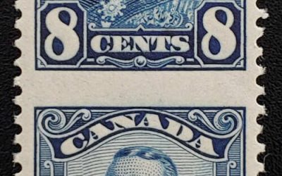 Canada #154c VFNH 1928 8c George V Perf by Imperf Pair