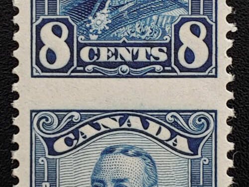 Canada #154c VFNH 1928 8c George V Perf by Imperf Pair
