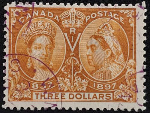 Canada #63 Fine Magenta CDS Used 1897 $3 Jubilee