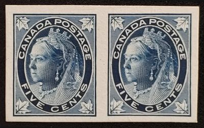 Canada #70P VF 1897 5c QV Leaf Plate Proof Pair, 300 issued