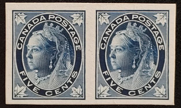 Canada #70P VF 1897 5c QV Leaf Plate Proof Pair, 300 issued