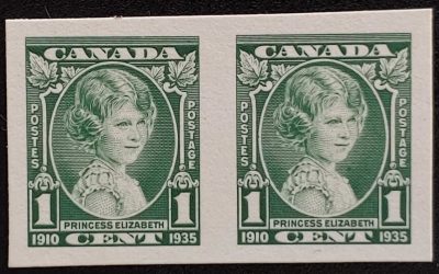 Canada #211P VF 1935 1c Princess Elizabeth Plate Proof Pair