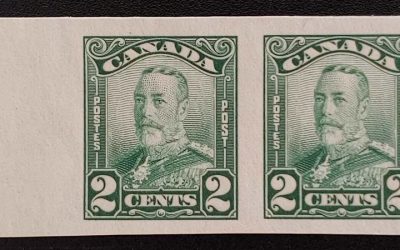 Canada #150b VFNH 1928 2c George V Imperforate Pair, 250 ptd