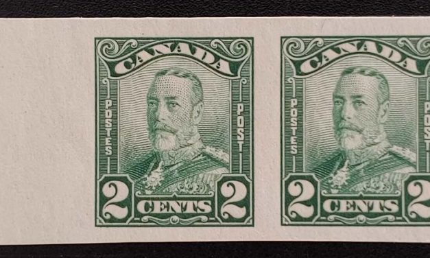 Canada #150b VFNH 1928 2c George V Imperforate Pair, 250 ptd