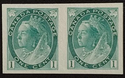 Canada #75vi VF Unused 1898 1c Imperforate Pair, 600 made