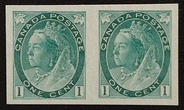 Canada #75vi VF Unused 1898 1c Imperforate Pair, 600 made