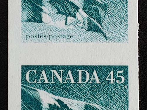 Canada #1396a VFNH 1995 45c Flag Imperforate Pair